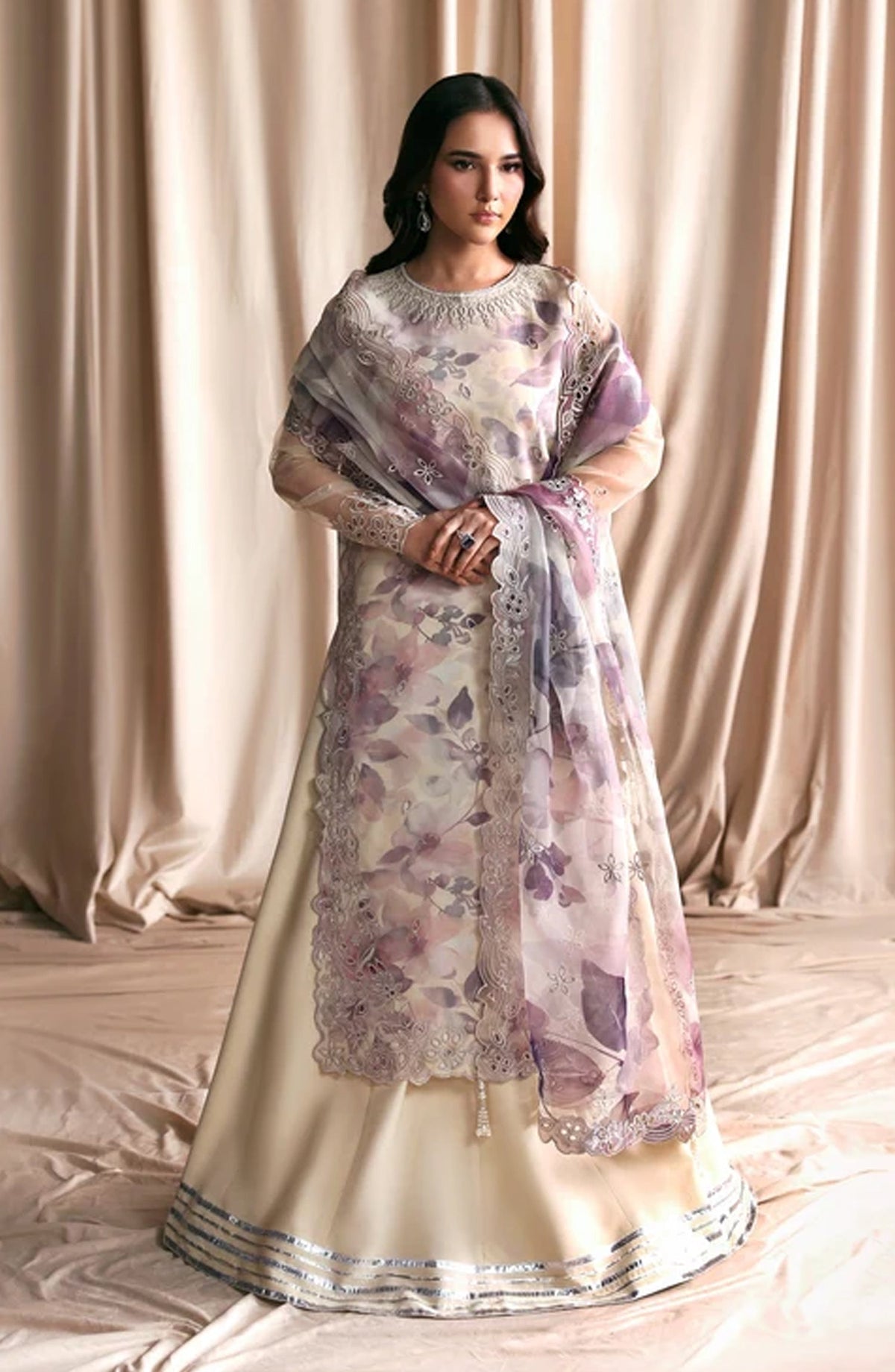 Siraya by Zarif Embroidered Organza Unstitched 3 Piece Suit - 07 Gajra - ZRF26SRY - Yellow - Formal Collection