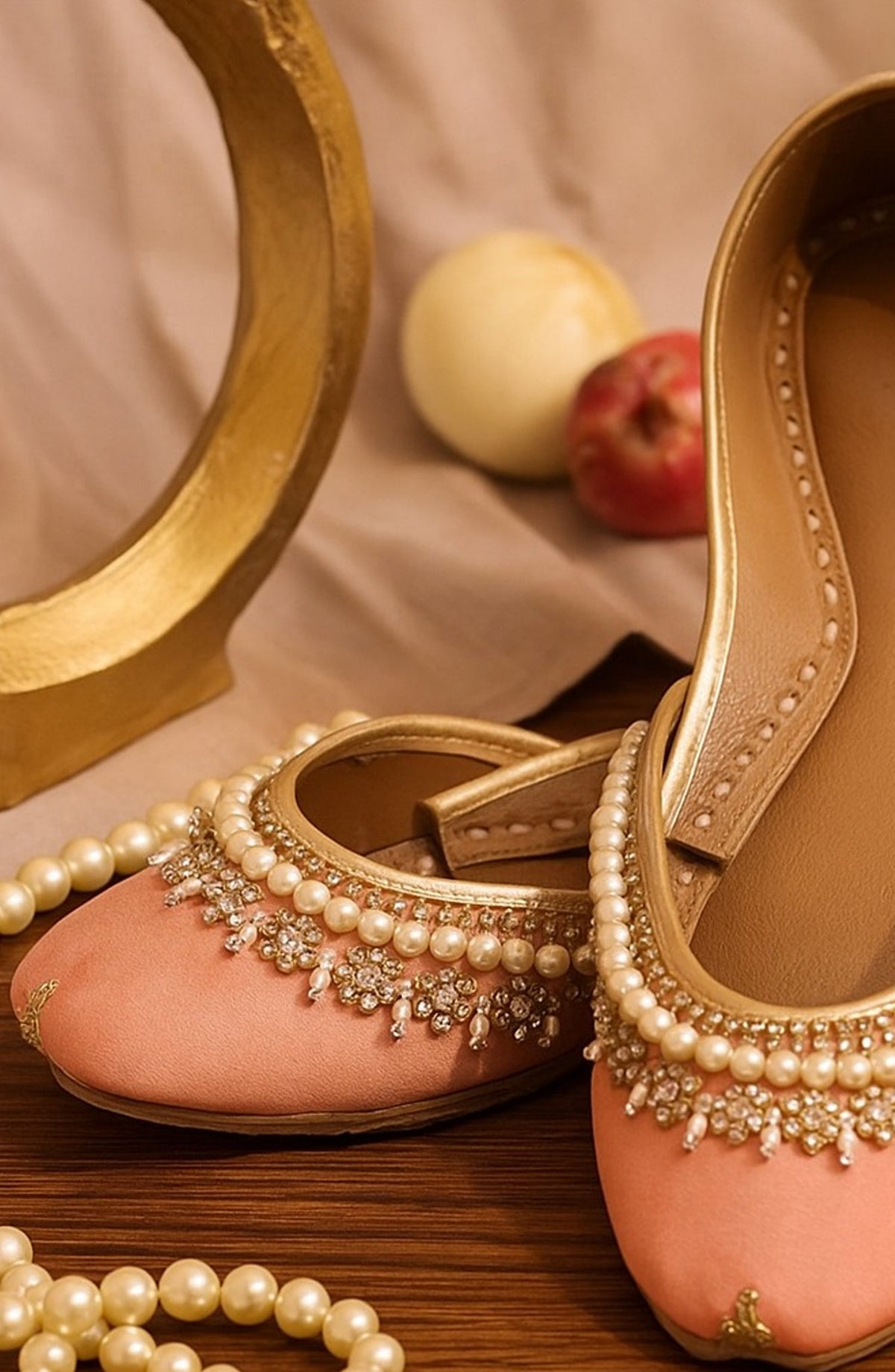 SnF Formal SNF26FK Light Pink Khussa With White Pearls-2144