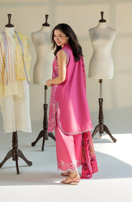 Sobia Nazir Vital Embroidered Lawn Unstitched 3 Piece Suit - 8A - SBN26VT - Pink - Summer Collection