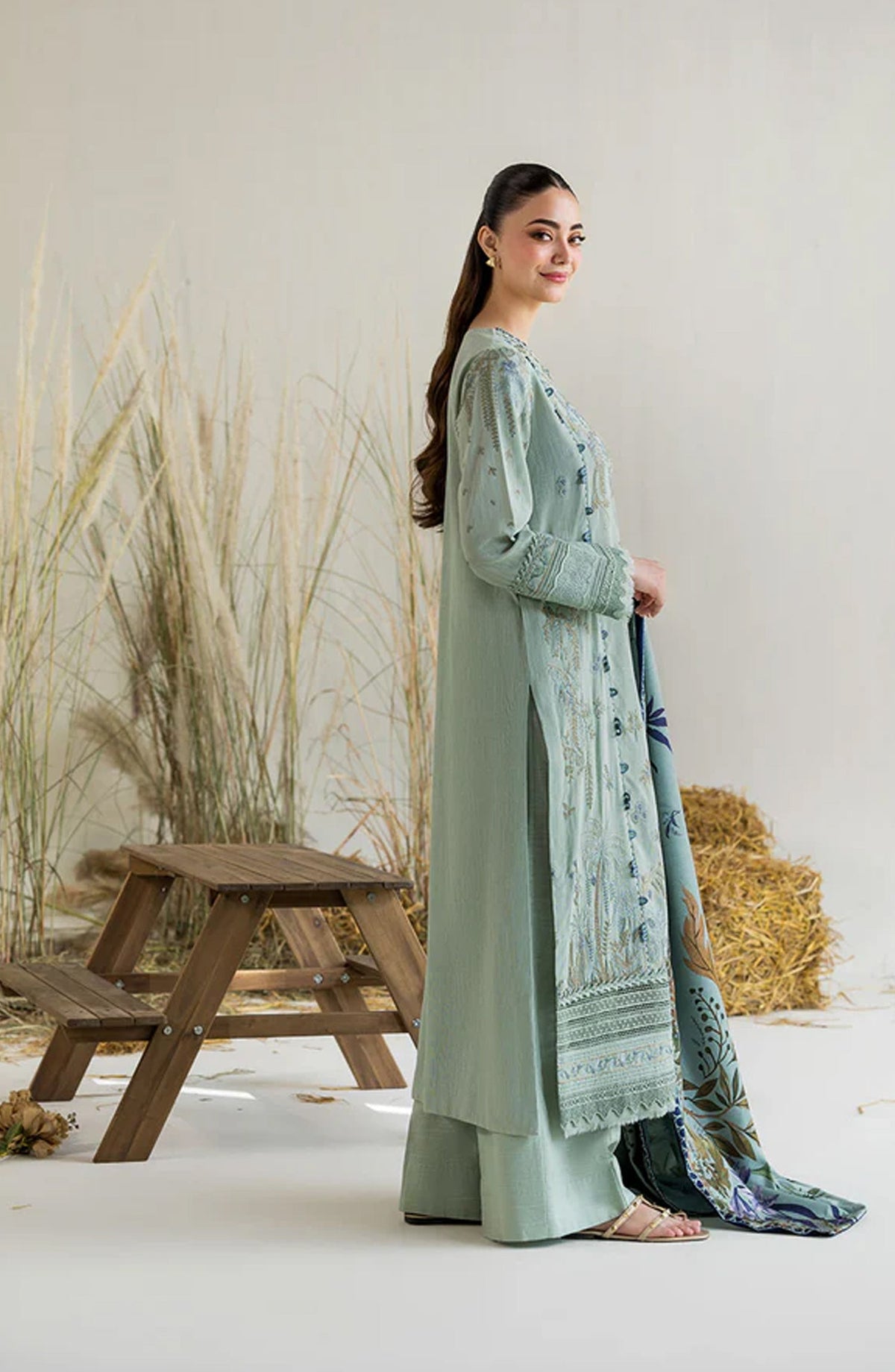 Sobia Nazir Embroidered Khaddar Unstitched 3 Piece Suit - Design-5B - SN25WN - Green - Winter Collection