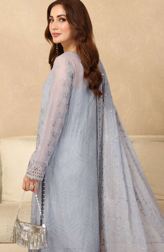 Sonehri by Ramsha Embroidered Chiffon Unstitched 3 Piece Suit - BB-208 - RM25SOHN - Light Blue - Formals Collection