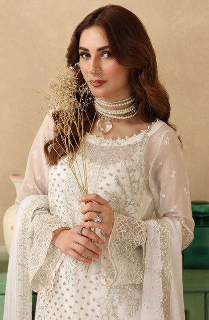 Sonehri by Ramsha Embroidered Chiffon Unstitched 3 Piece Suit - BB-203 - RM25SOHN - White - Formals Collection
