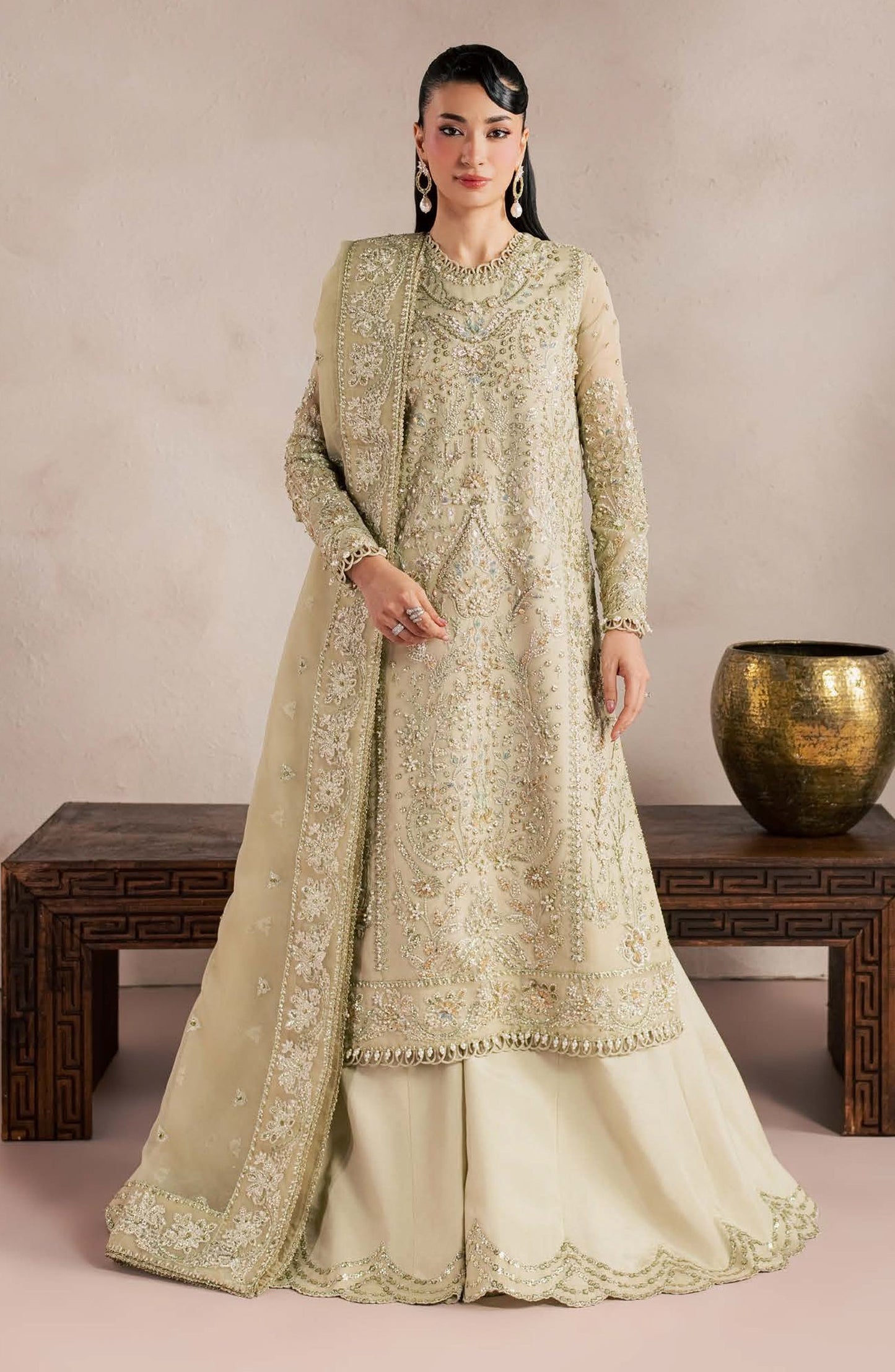 Sorelle by Aylin Luxury Embroidered Organza Unstitched 3 Piece Suit - D-06 Orlina - AYL26SOR - Green - Festive Collection