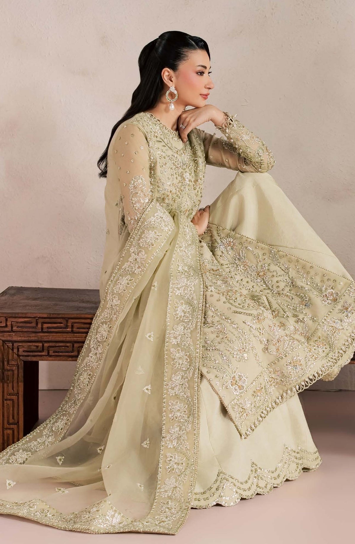 Sorelle by Aylin Luxury Embroidered Organza Unstitched 3 Piece Suit - D-06 Orlina - AYL26SOR - Green - Festive Collection