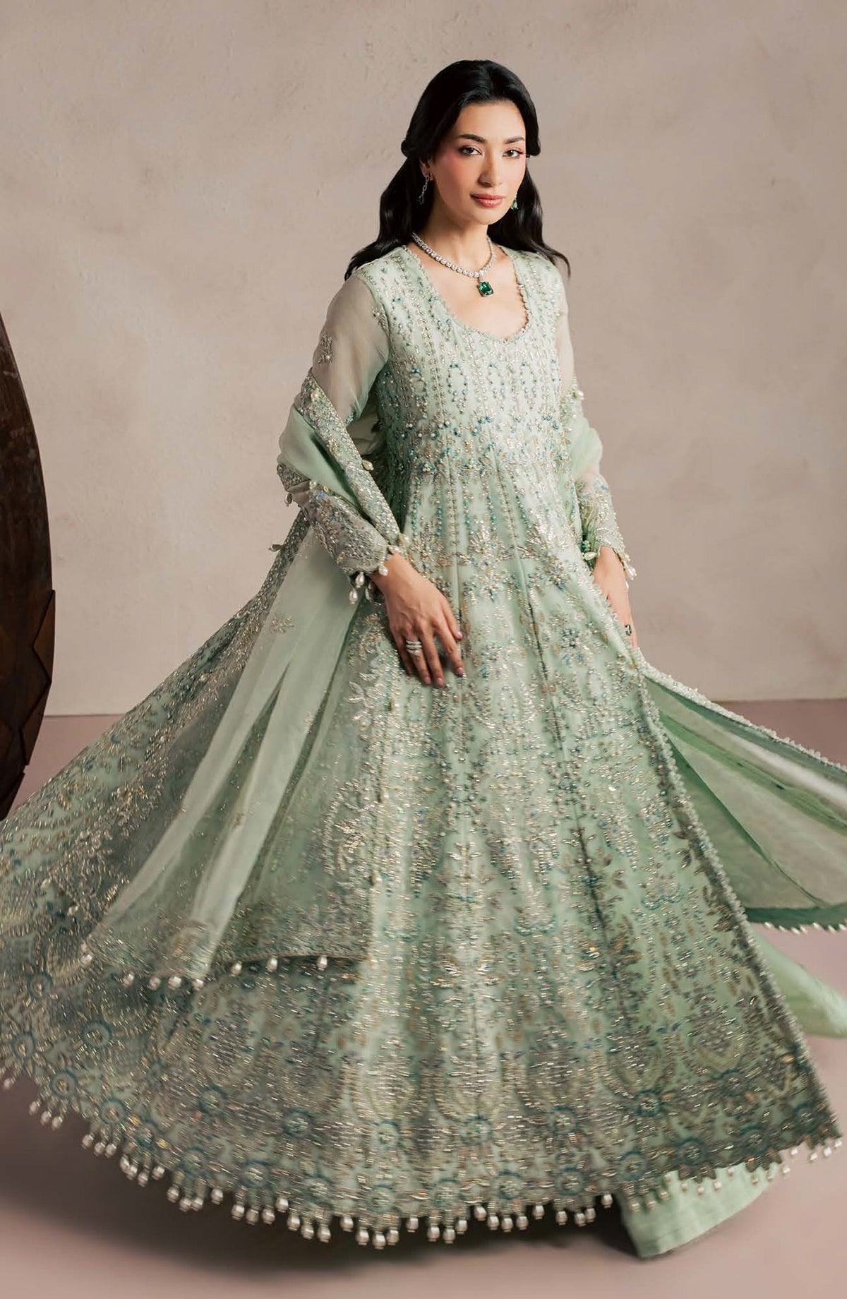 Sorelle by Aylin Luxury Embroidered Organza Unstitched 3 Piece Suit - D-05 Celine - AYL26SOR - Green - Festive Collection