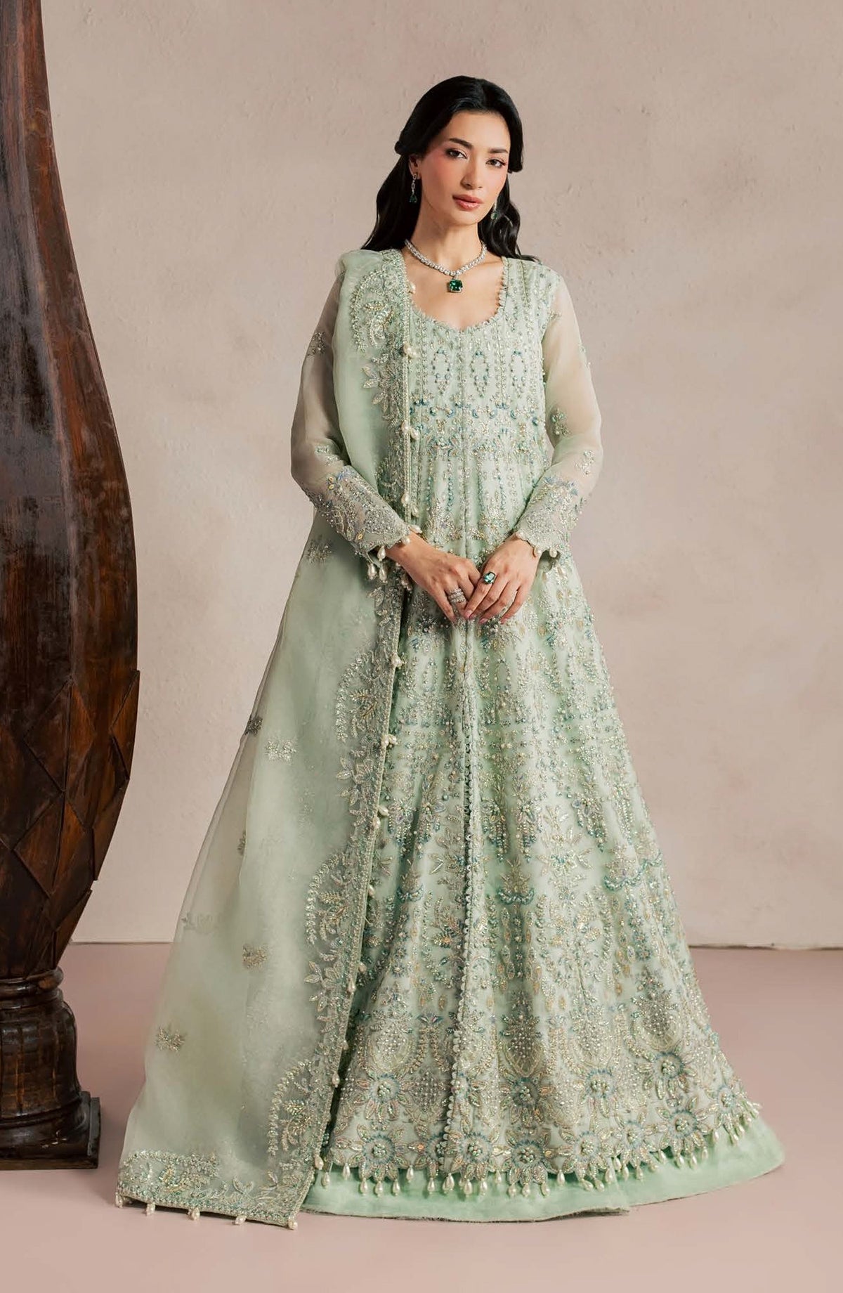 Sorelle by Aylin Luxury Embroidered Organza Unstitched 3 Piece Suit - D-05 Celine - AYL26SOR - Green - Festive Collection
