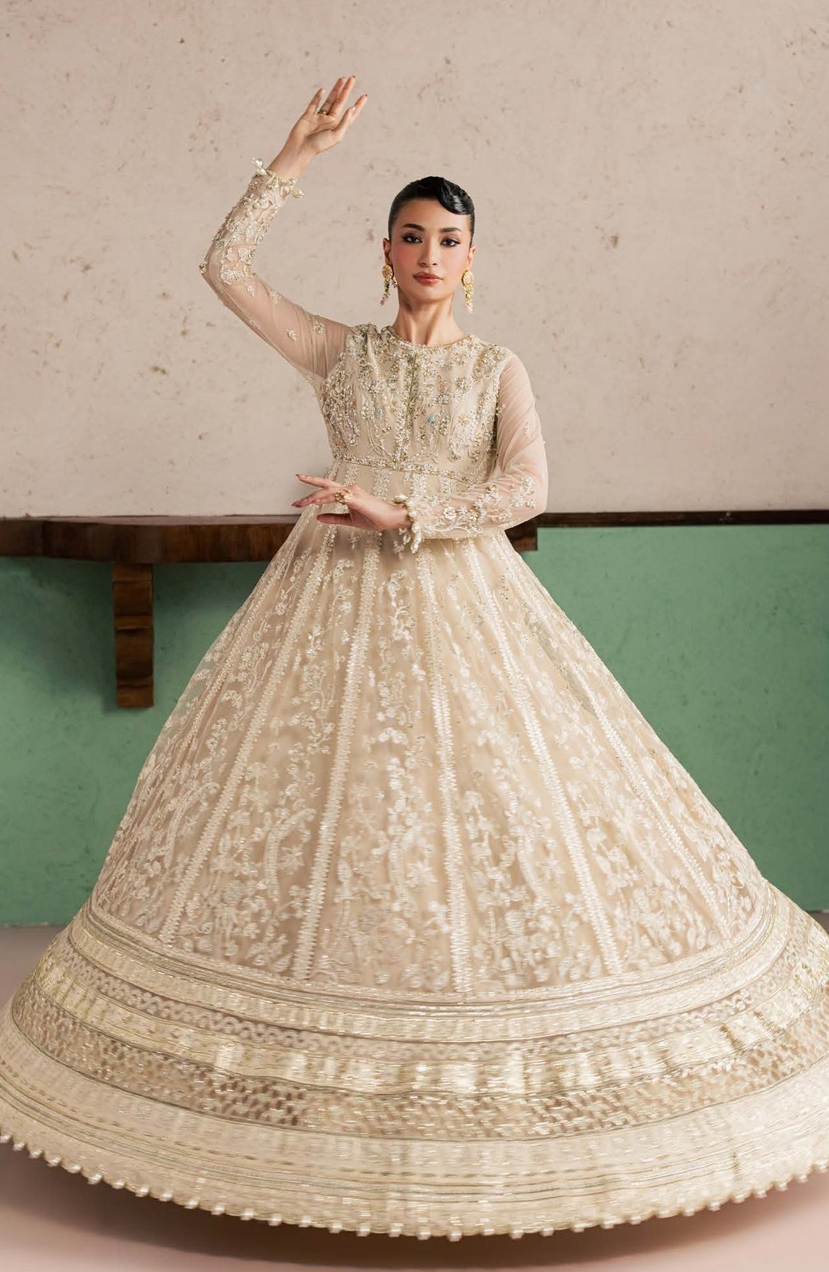 Sorelle by Aylin Luxury Embroidered Net Unstitched 3 Piece Suit - D-02 Aurelle - AYL26SOR - Golden - Festive Collection