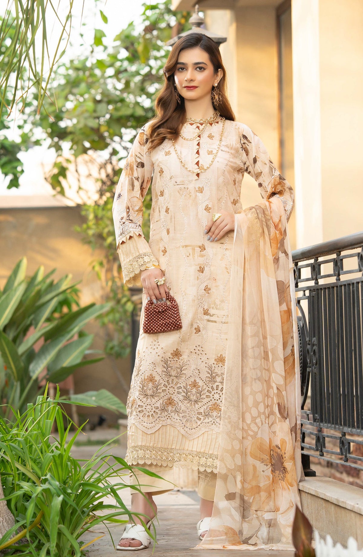 Star Light by Aalaya Embroidered Lawn Unstitched 3 Piece Suit - D-10 - ALY26STR - Peach - Summer Collection