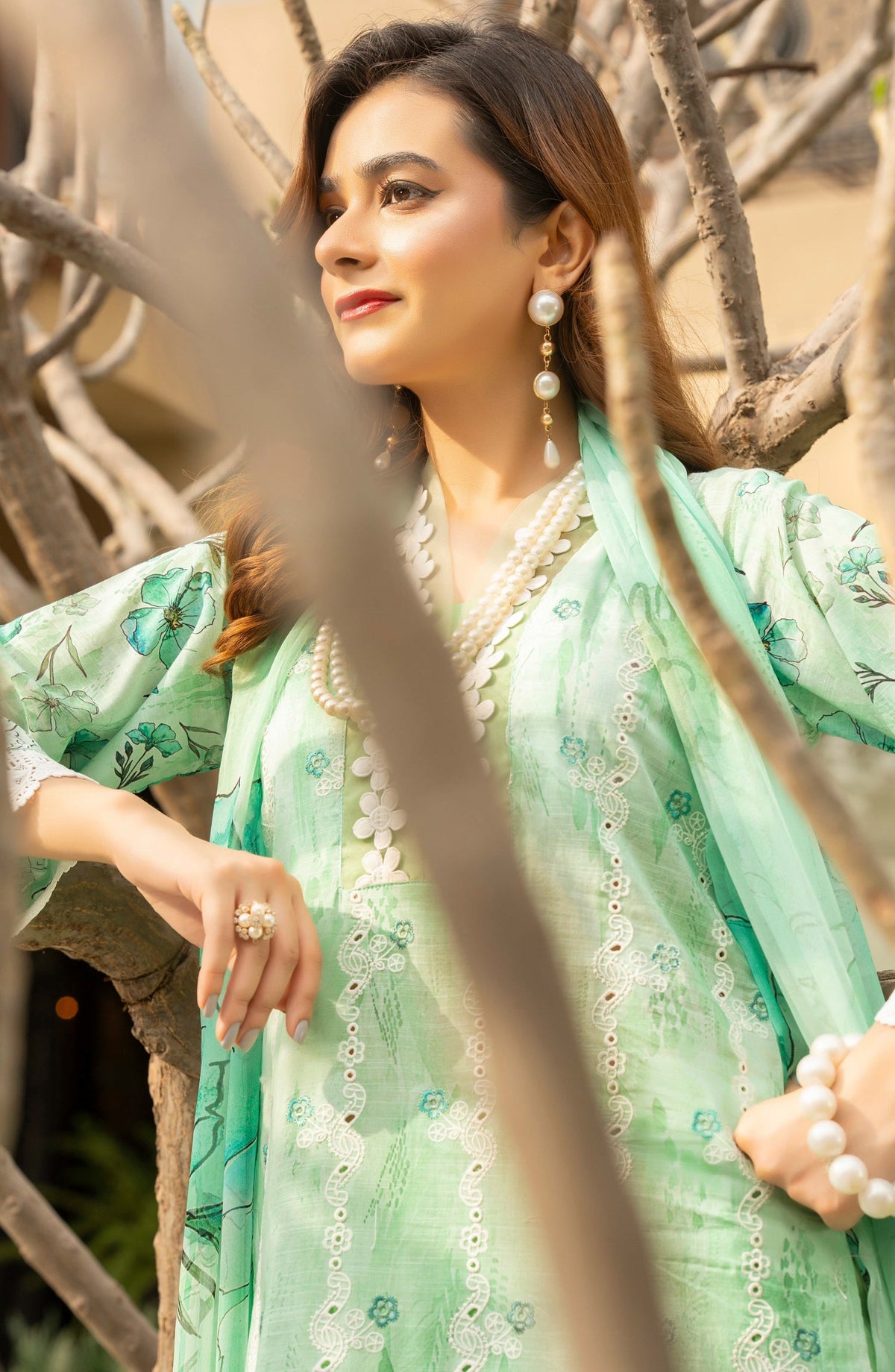 Star Light by Aalaya Embroidered Lawn Unstitched 3 Piece Suit - D-02 - ALY26STR - Green - Summer Collection