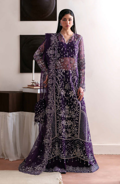 Starlit Jewels by Emaan Adeel Embroidered Organza Unstitched 3 Piece Suit - 08 Tourmaline - ED26STJ - Purple - Festive Collection