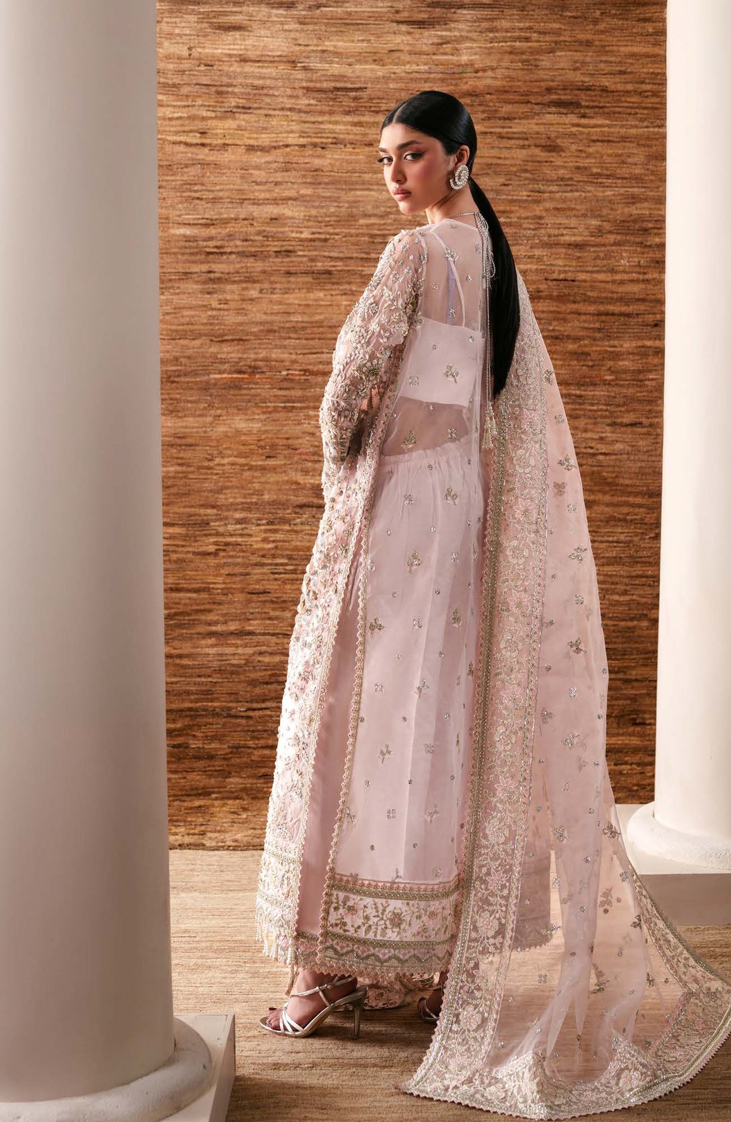 Starlit Jewels by Emaan Adeel Embroidered Organza Unstitched 3 Piece Suit - 05 Pearl Essence - ED26STJ - White - Festive Collection