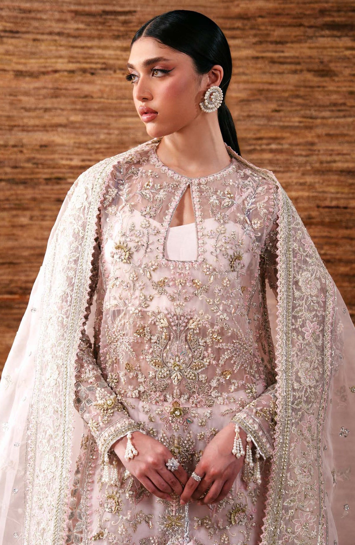 Starlit Jewels by Emaan Adeel Embroidered Organza Unstitched 3 Piece Suit - 05 Pearl Essence - ED26STJ - White - Festive Collection