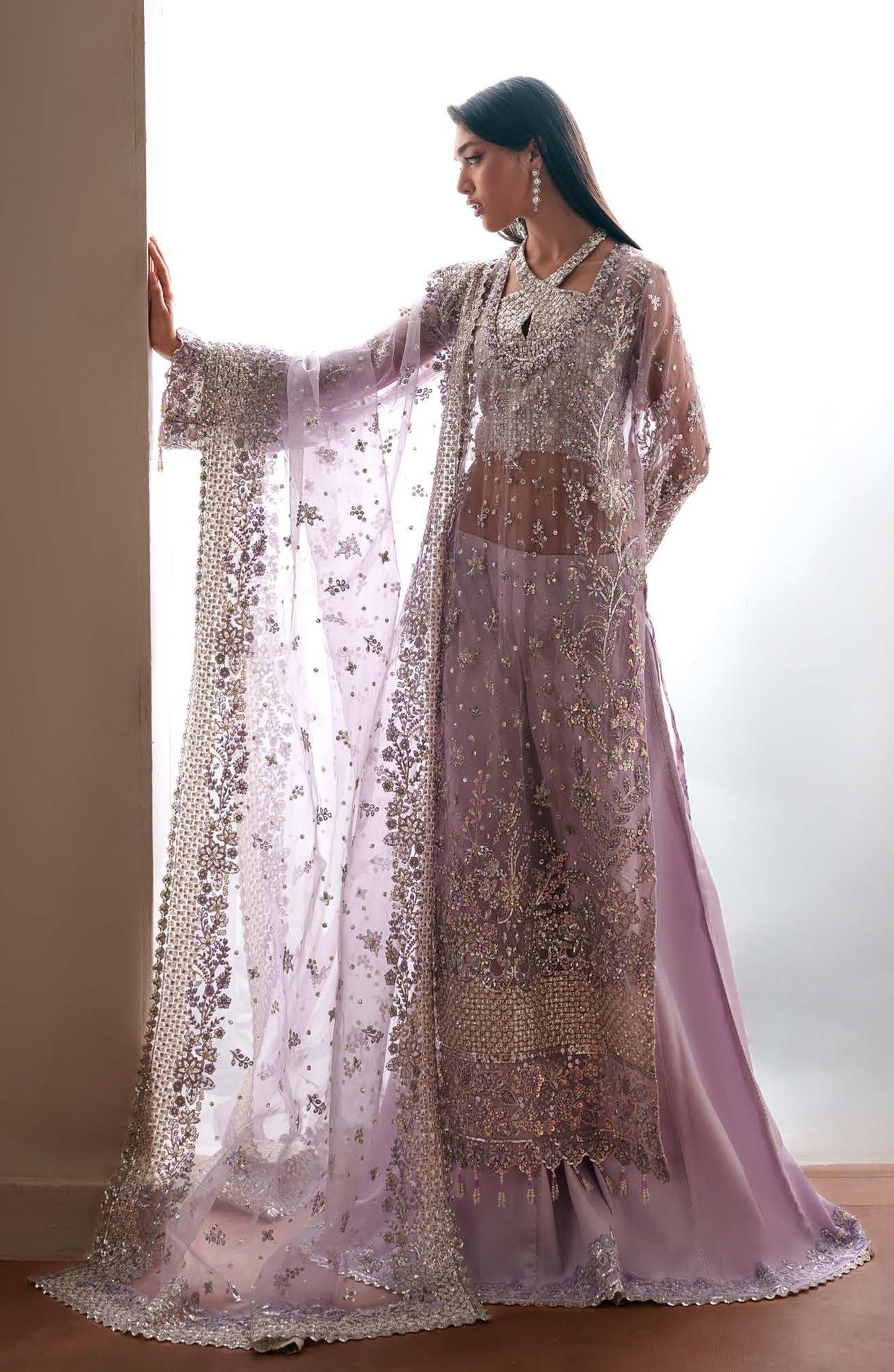 Starlit Jewels by Emaan Adeel Embroidered Organza Unstitched 3 Piece Suit - 01 Lapis - ED26STJ - Purple - Festive Collection
