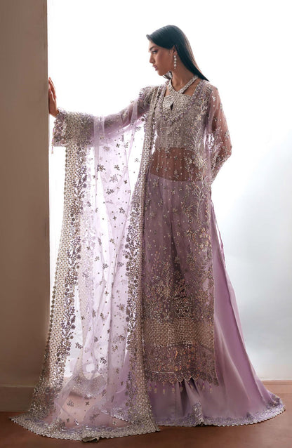 Starlit Jewels by Emaan Adeel Embroidered Organza Unstitched 3 Piece Suit - 01 Lapis - ED26STJ - Purple - Festive Collection
