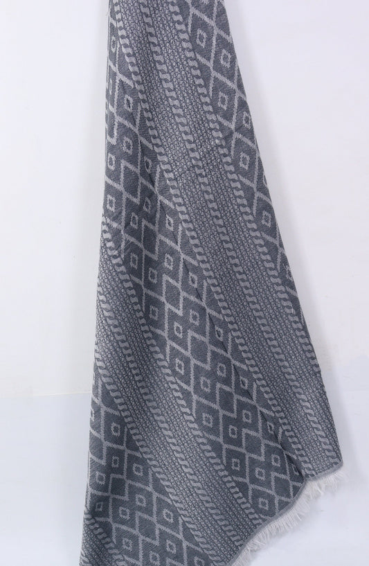 Amna Khadija Premium Twill Jacquard Stole Design-16 - AM25OLT - Grey - Summer Collection