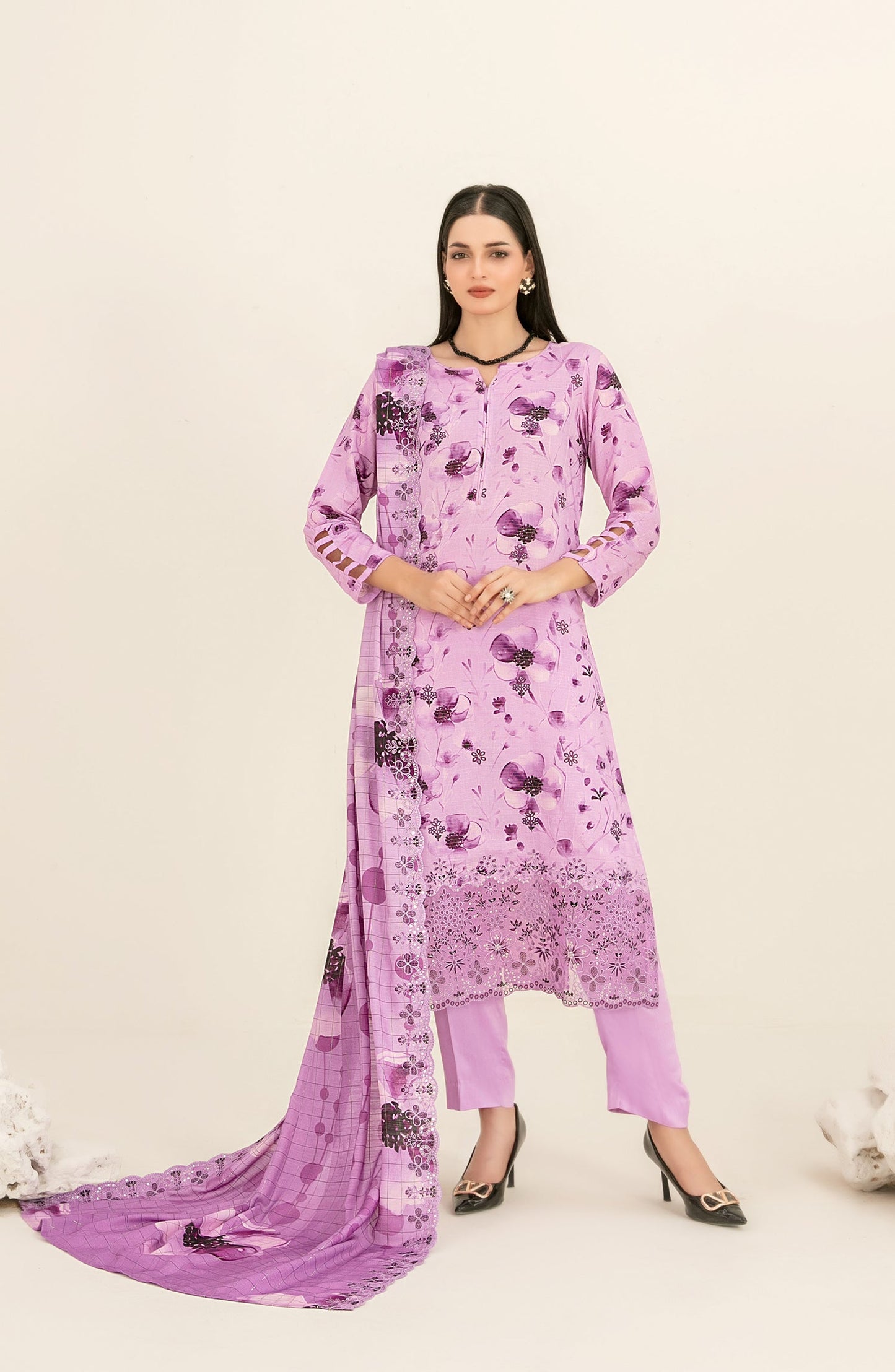 Suhana by Tawakkal Fabrics Embroidered Viscose Unstitched 3 Piece Suit - D-4894 - TF25SUHN - Purple - Winter Collection