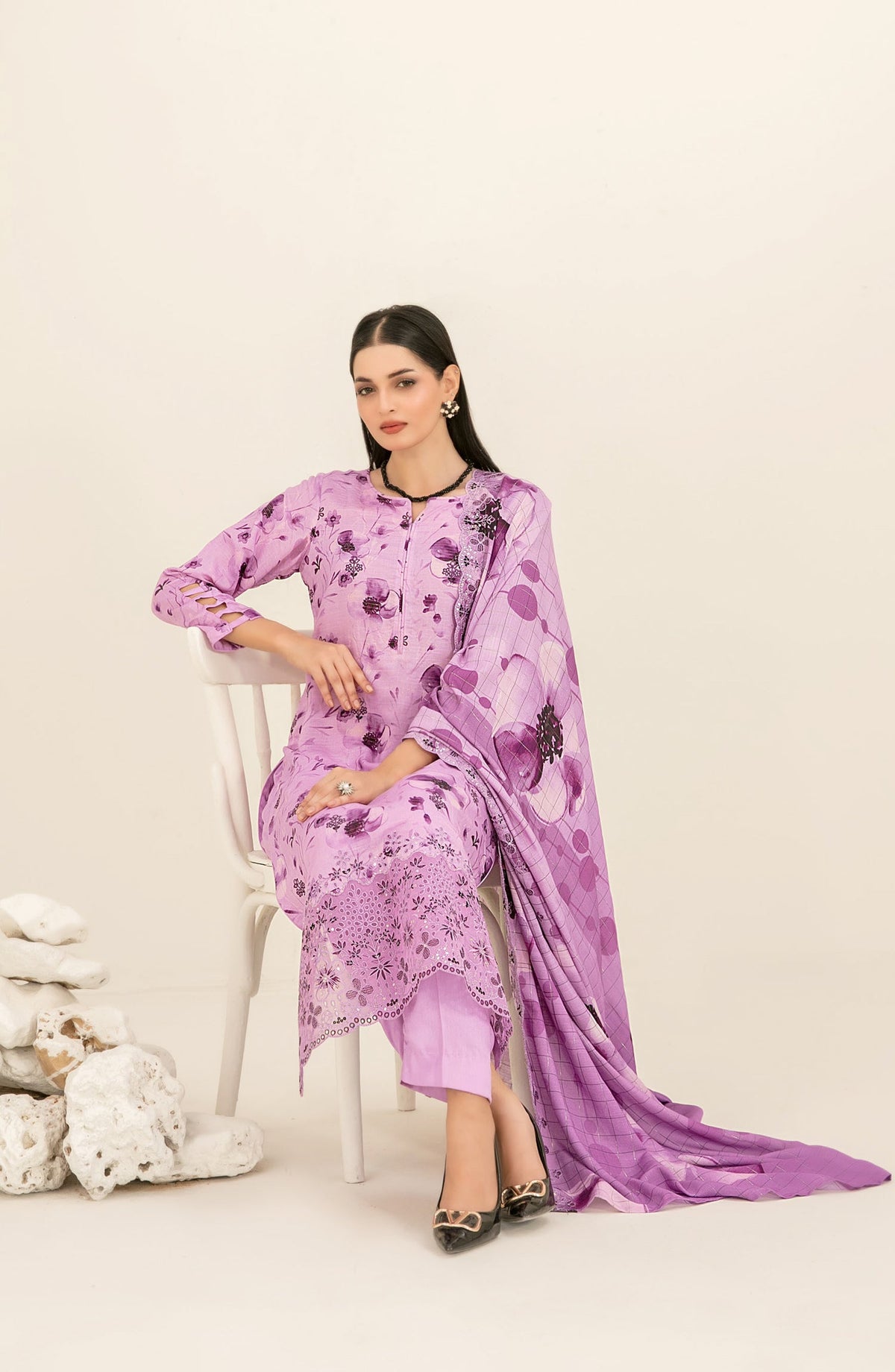 Suhana by Tawakkal Fabrics Embroidered Viscose Unstitched 3 Piece Suit - D-4894 - TF25SUHN - Purple - Winter Collection