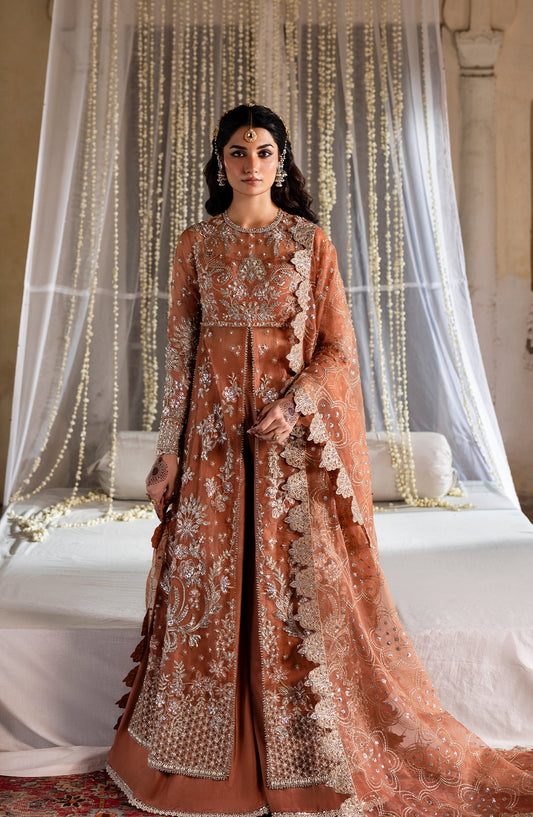 Sultaniya by Akbar Aslam Luxury Embroidered Organza Unstitched 3 Piece Suit - Meherun - AKA25SULT - Peach - Formals Collection