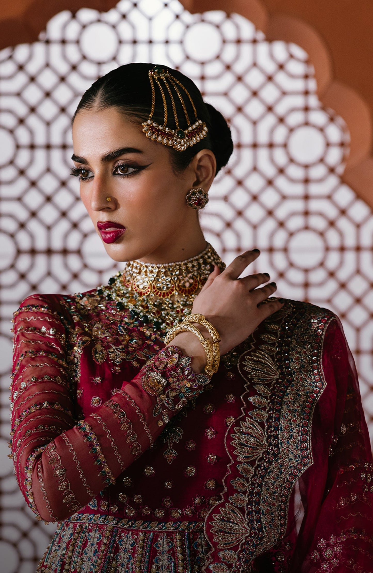 Sultaniya by Akbar Aslam Luxury Embroidered Organza Unstitched 3 Piece Suit - Jahanara - AKA25SULT - Red - Formals Collection