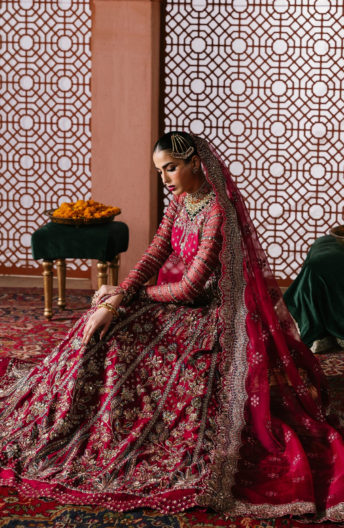 Sultaniya by Akbar Aslam Luxury Embroidered Organza Unstitched 3 Piece Suit - Jahanara - AKA25SULT - Red - Formals Collection