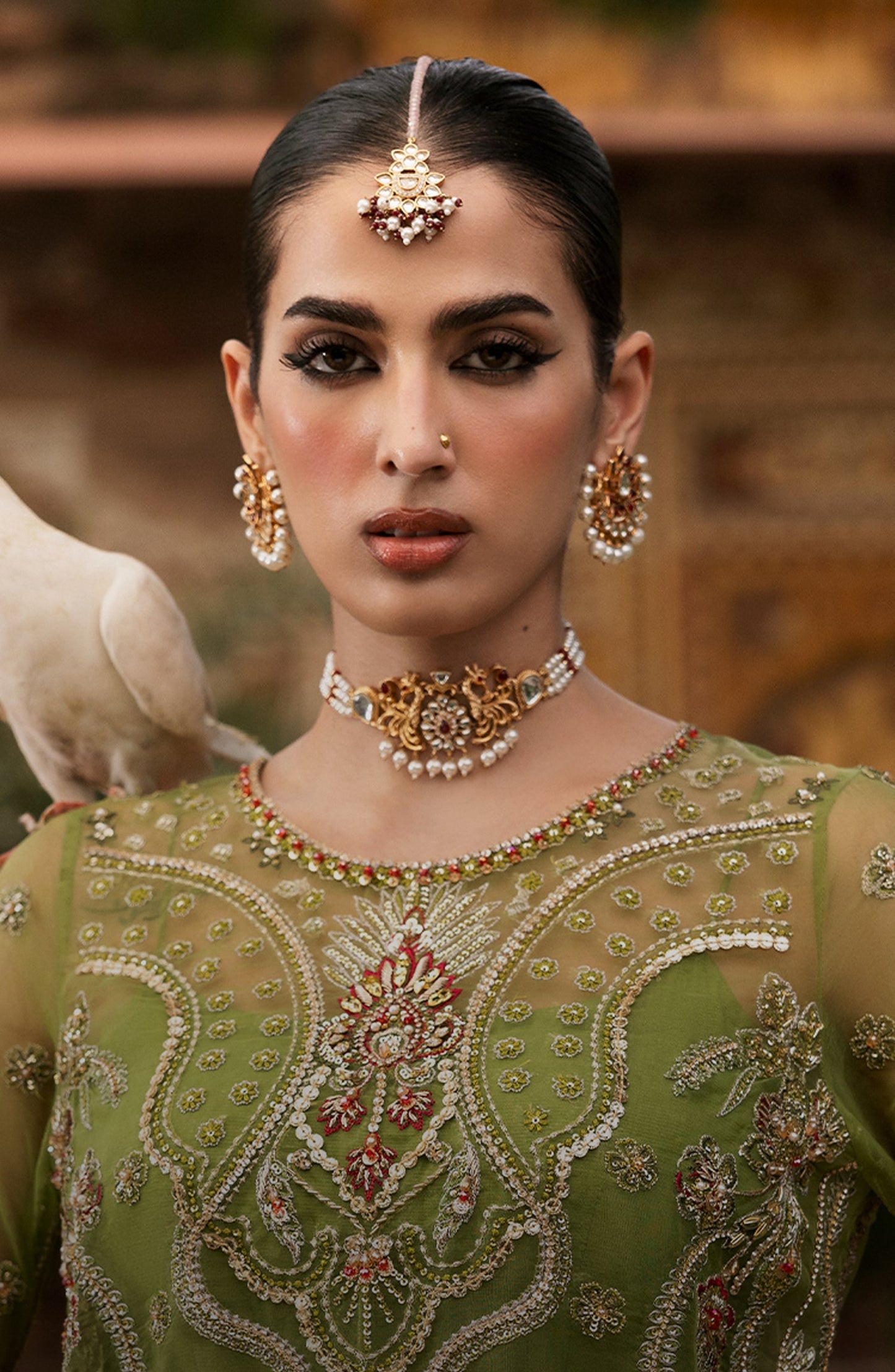 Sultaniya by Akbar Aslam Luxury Embroidered Organza Unstitched 3 Piece Suit - Ambenrin - AKA25SULT - Green - Formals Collection