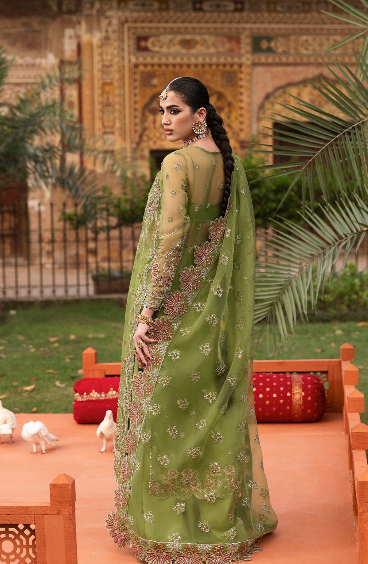 Sultaniya by Akbar Aslam Luxury Embroidered Organza Unstitched 3 Piece Suit - Ambenrin - AKA25SULT - Green - Formals Collection