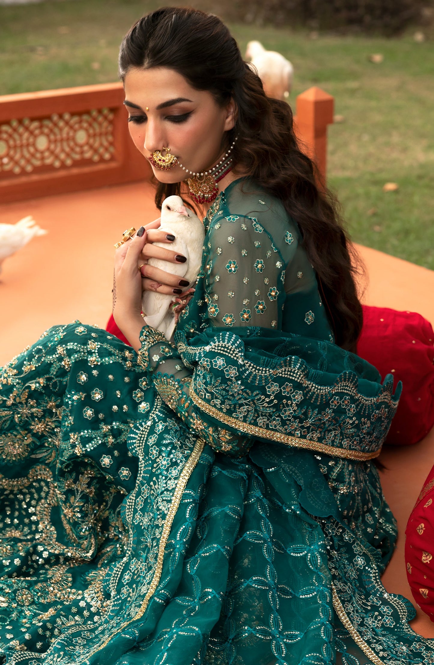 Sultaniya by Akbar Aslam Luxury Embroidered Organza Unstitched 3 Piece Suit - Gulnar - AKA25SULT - Green - Formals Collection