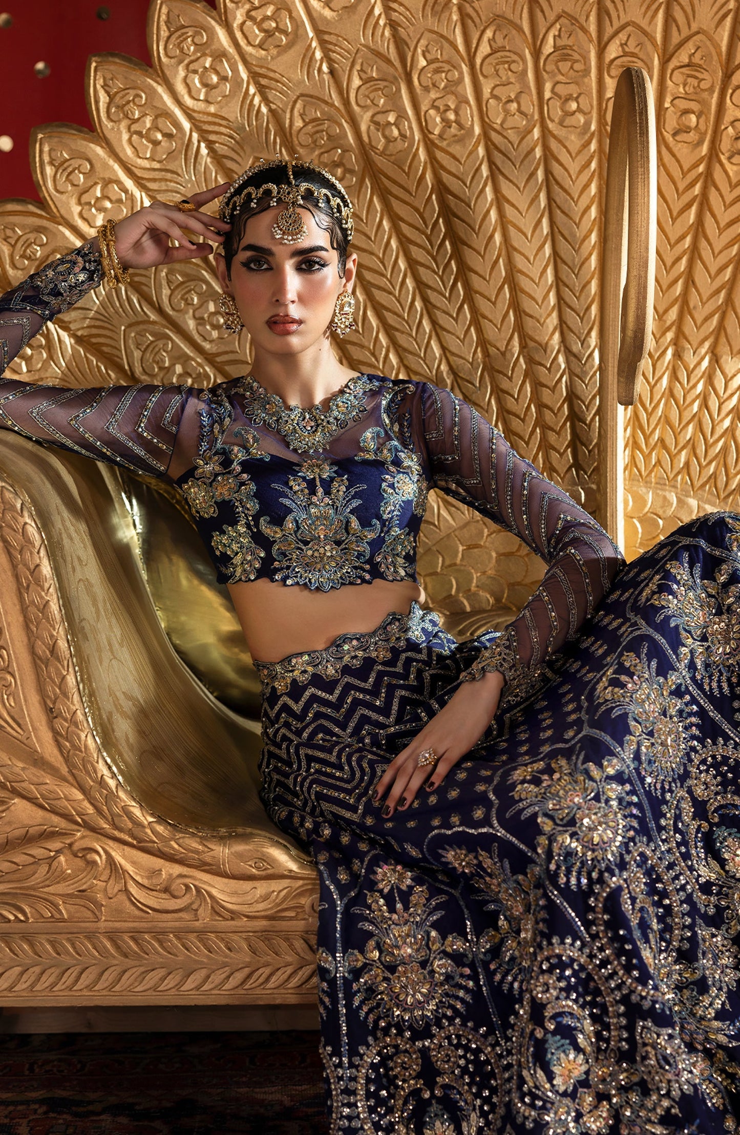 Sultaniya by Akbar Aslam Luxury Embroidered Net Unstitched 3 Piece Suit - Khanzadi - AKA25SULT - Blue - Formals Collection