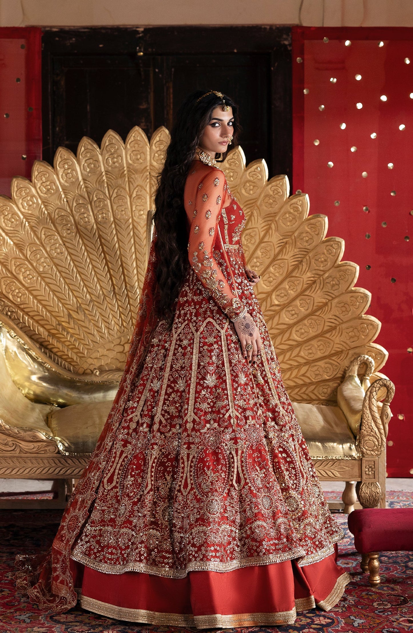 Sultaniya by Akbar Aslam Luxury Embroidered Net Unstitched 3 Piece Suit - Marjaan - AKA25SULT - Orange - Formals Collection