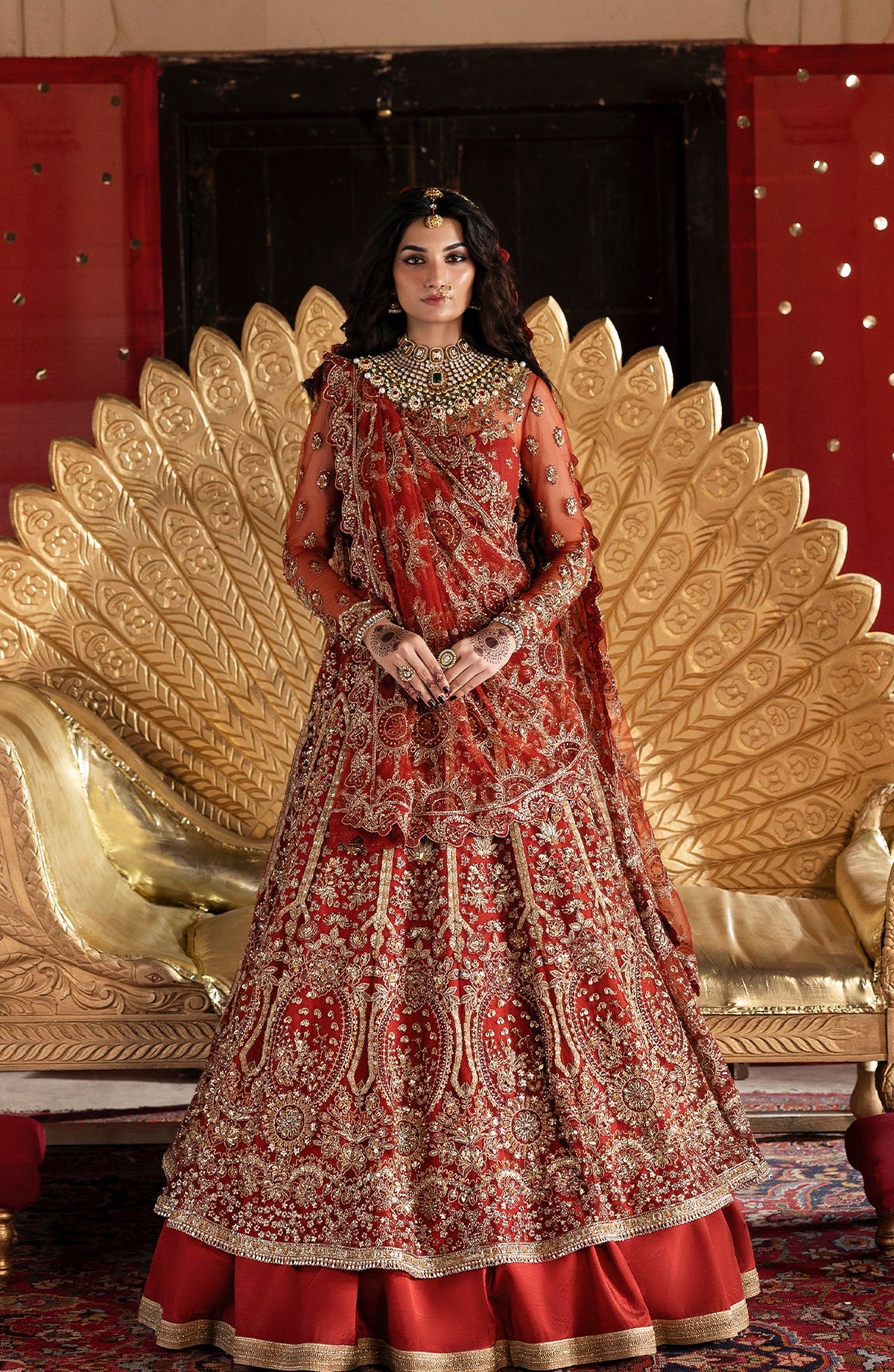 Sultaniya by Akbar Aslam Luxury Embroidered Net Unstitched 3 Piece Suit - Marjaan - AKA25SULT - Orange - Formals Collection