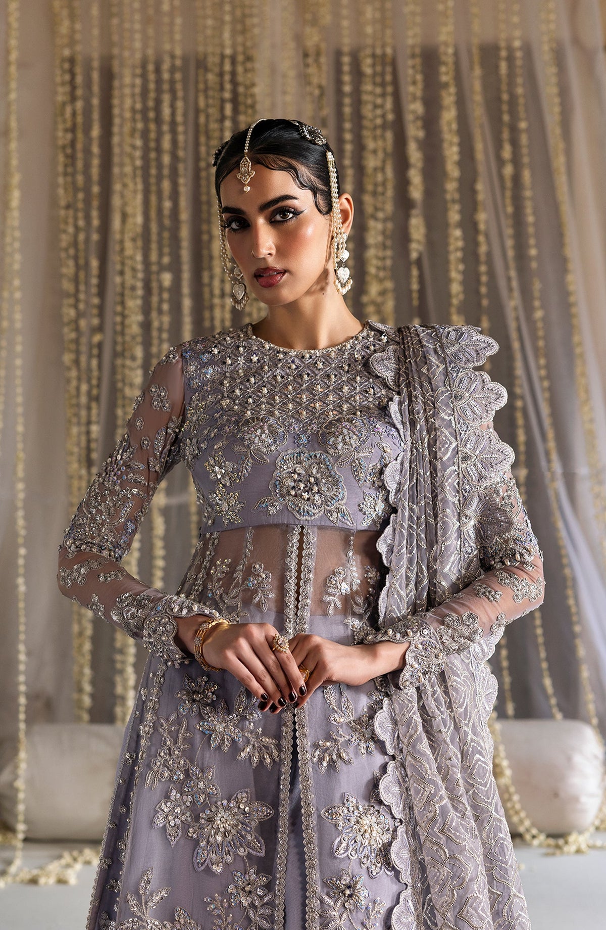 Sultaniya by Akbar Aslam Luxury Embroidered Organza Unstitched 3 Piece Suit - Yashm - AKA25SULT - Purple - Formals Collection