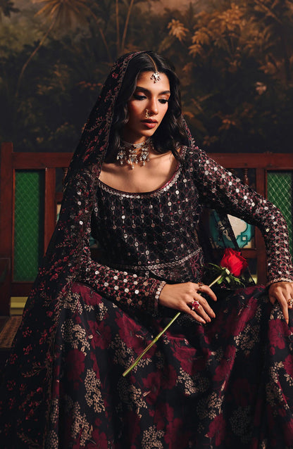 Suroor by Ramsha Luxury Embroidered Raw Silk Unstitched 3 Piece Suit - SR-102 Masakali - RM26SR - Black - Formal Collection