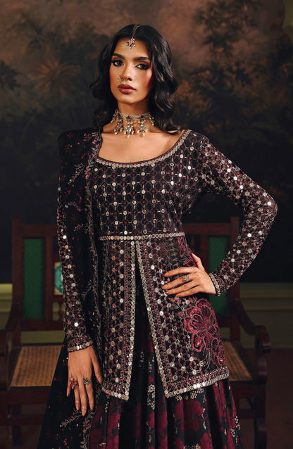 Suroor by Ramsha Luxury Embroidered Raw Silk Unstitched 3 Piece Suit - SR-102 Masakali - RM26SR - Black - Formal Collection