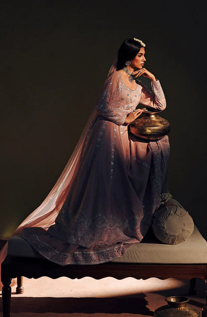 Suroor by Ramsha Luxury Embroidered Raw Silk Unstitched 3 Piece Suit - SR-104 Nazakat - RM26SR - Pink - Formal Collection