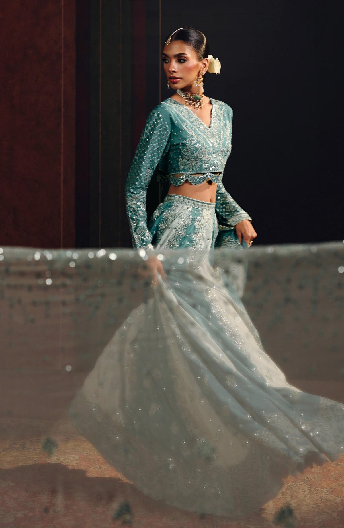Suroor by Ramsha Luxury Embroidered Raw Silk Unstitched 3 Piece Suit - SR-107 Feroza - RM26SR - Sea Green - Formal Collection