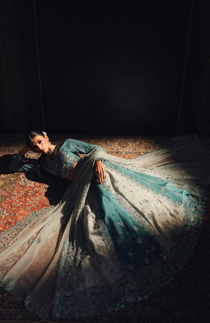 Suroor by Ramsha Luxury Embroidered Raw Silk Unstitched 3 Piece Suit - SR-107 Feroza - RM26SR - Sea Green - Formal Collection