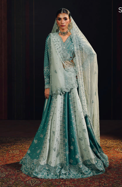 Suroor by Ramsha Luxury Embroidered Raw Silk Unstitched 3 Piece Suit - SR-107 Feroza - RM26SR - Sea Green - Formal Collection