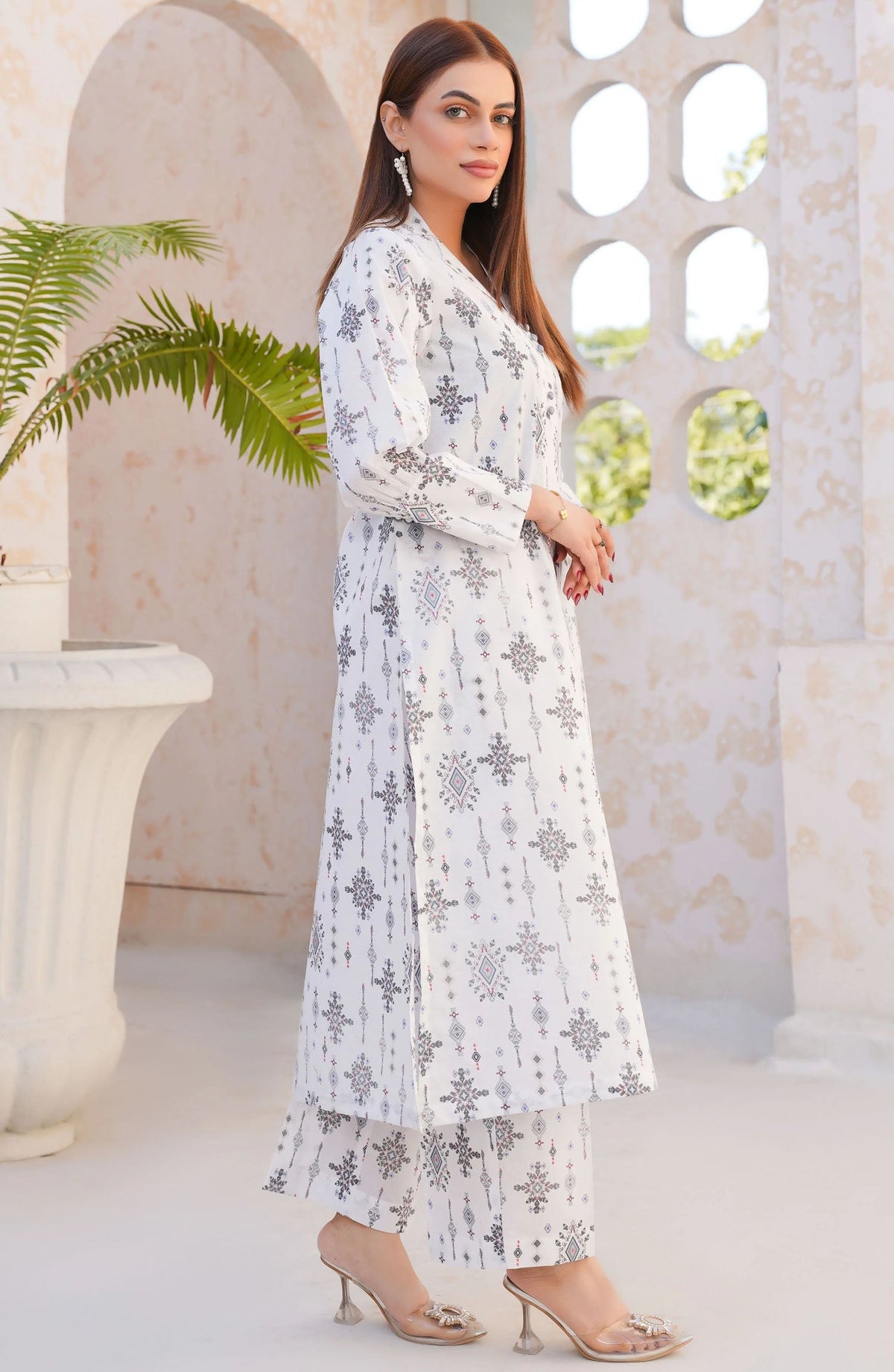 Threads N Weaves Printed Lawn Stitched 2 Piece Suit - RTWL25107 White Elegance - TNW25SPL - White - Summer Collection