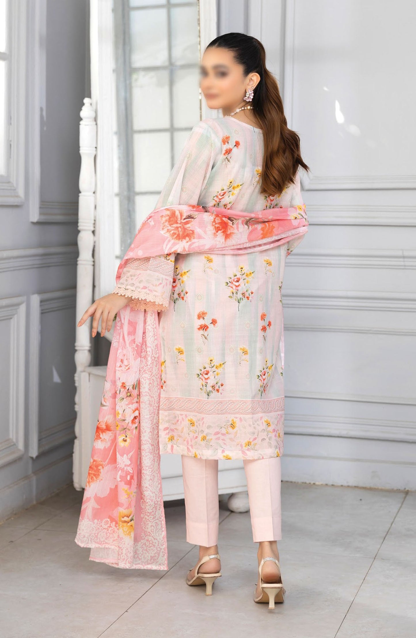 Tassawar Embroidered Lawn Unstitched 3 Piece Suit - Design-06 - AK25TSW2 - Pink - Summer Collection