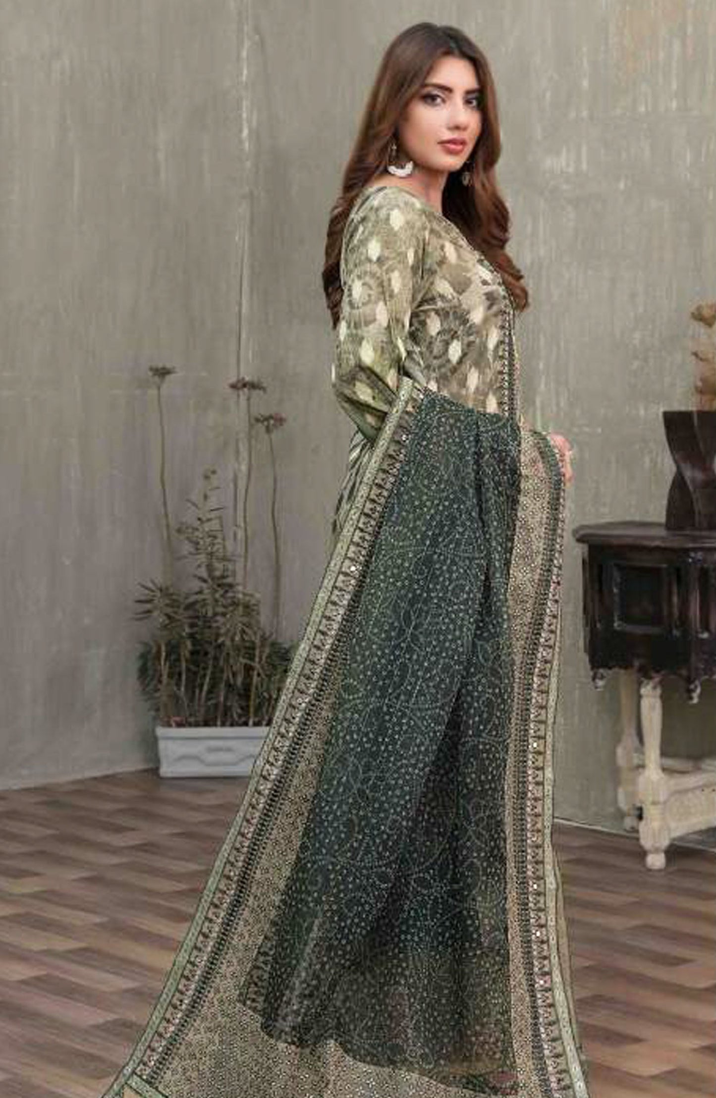 Tawakkal Fabric Quas-e-Quza Embroidered Lawn Unstitched 3 Piece Suit - D-6913 - TF25QQ - Green - Festive Collection