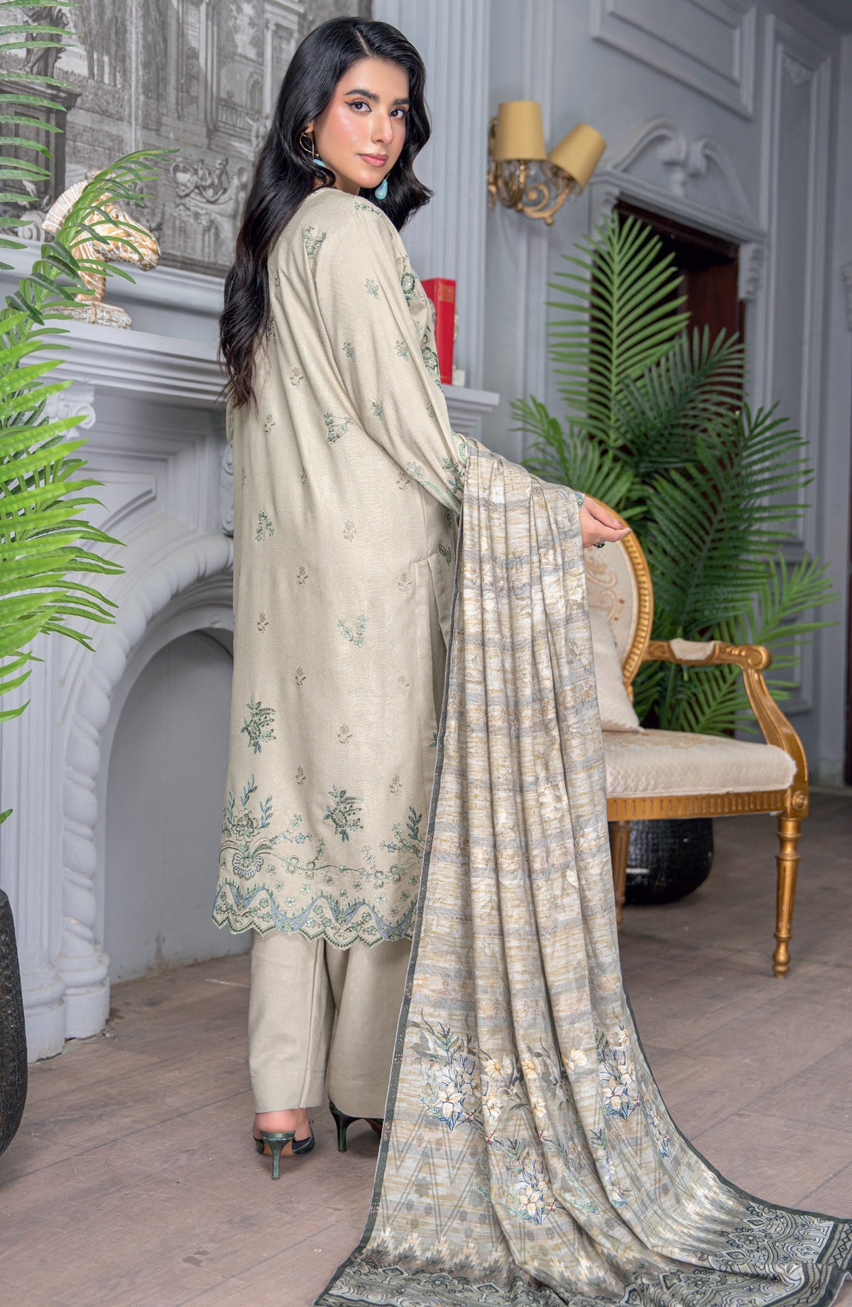 Umang by Riaz Arts Embroidered Peach Unstitched 3 Piece Suit - D-05 - RA26UMG - Grey - Winter Collection