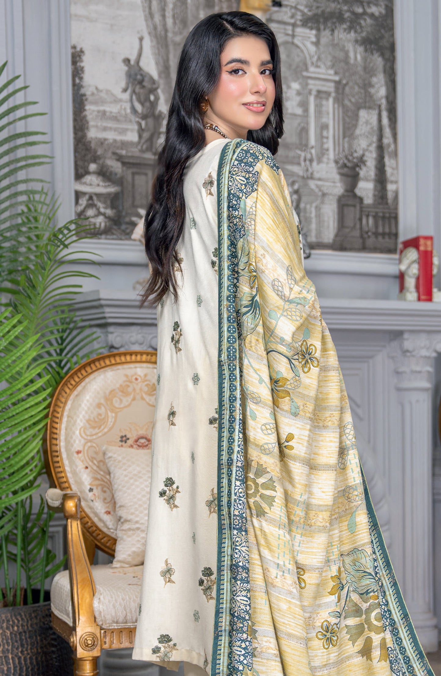 Umang by Riaz Arts Embroidered Peach Unstitched 3 Piece Suit - D-04 - RA26UMG - Green - Winter Collection