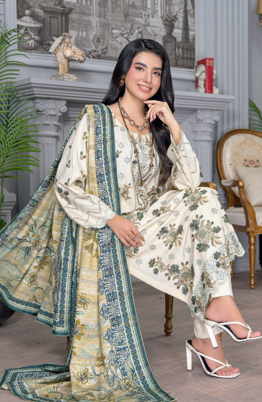 Umang by Riaz Arts Embroidered Peach Unstitched 3 Piece Suit - D-04 - RA26UMG - Green - Winter Collection