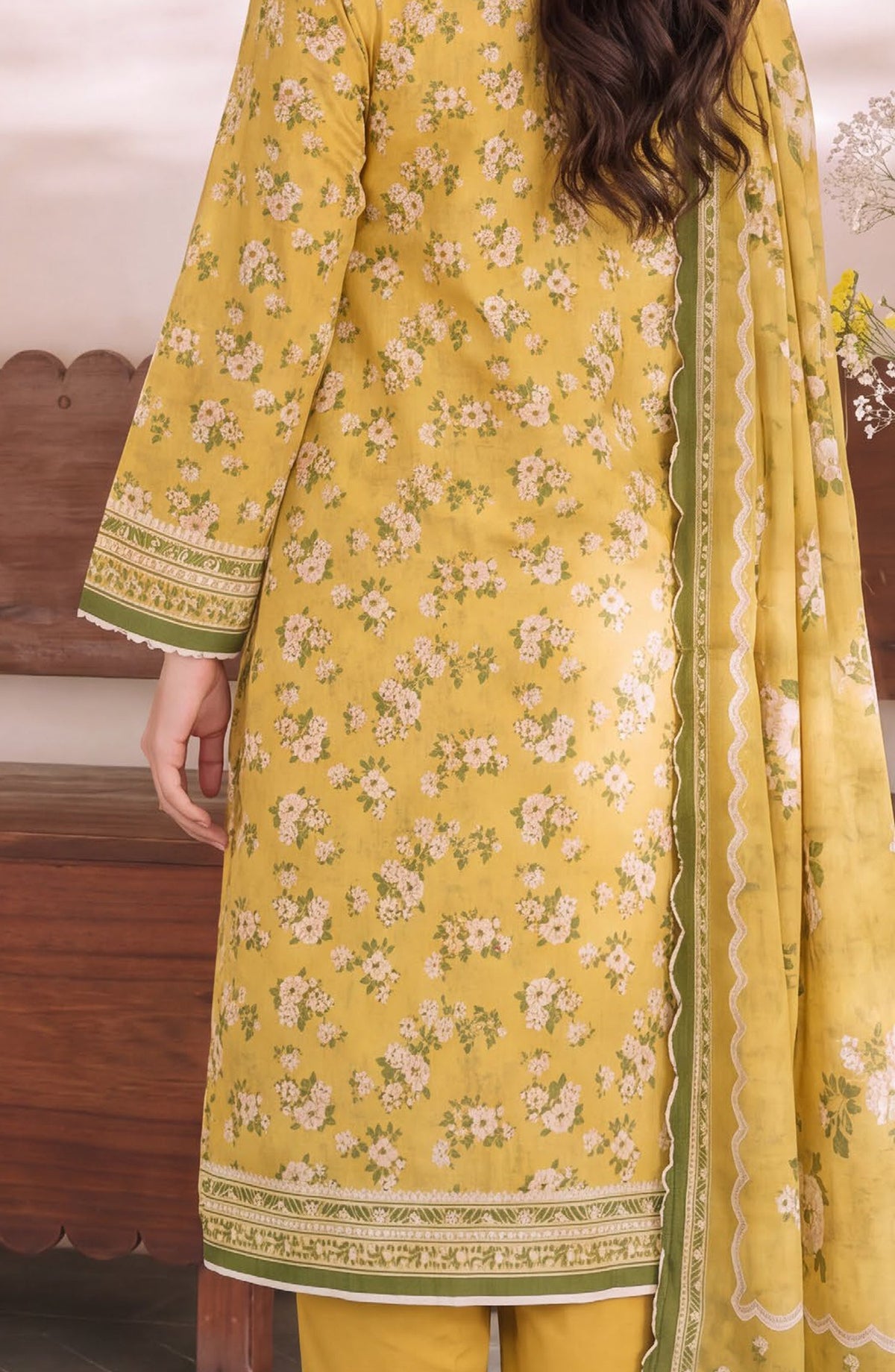 VS Daman Exclusive Printed Cambric Unstitched 3 Piece Suit - D-966 - VS26MB - Yellow - Summer Collection