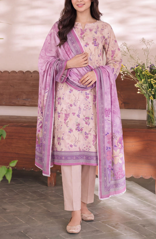 VS Daman Exclusive Printed Cambric Unstitched 3 Piece Suit - D-010 - VS26MB - Pink - Summer Collection