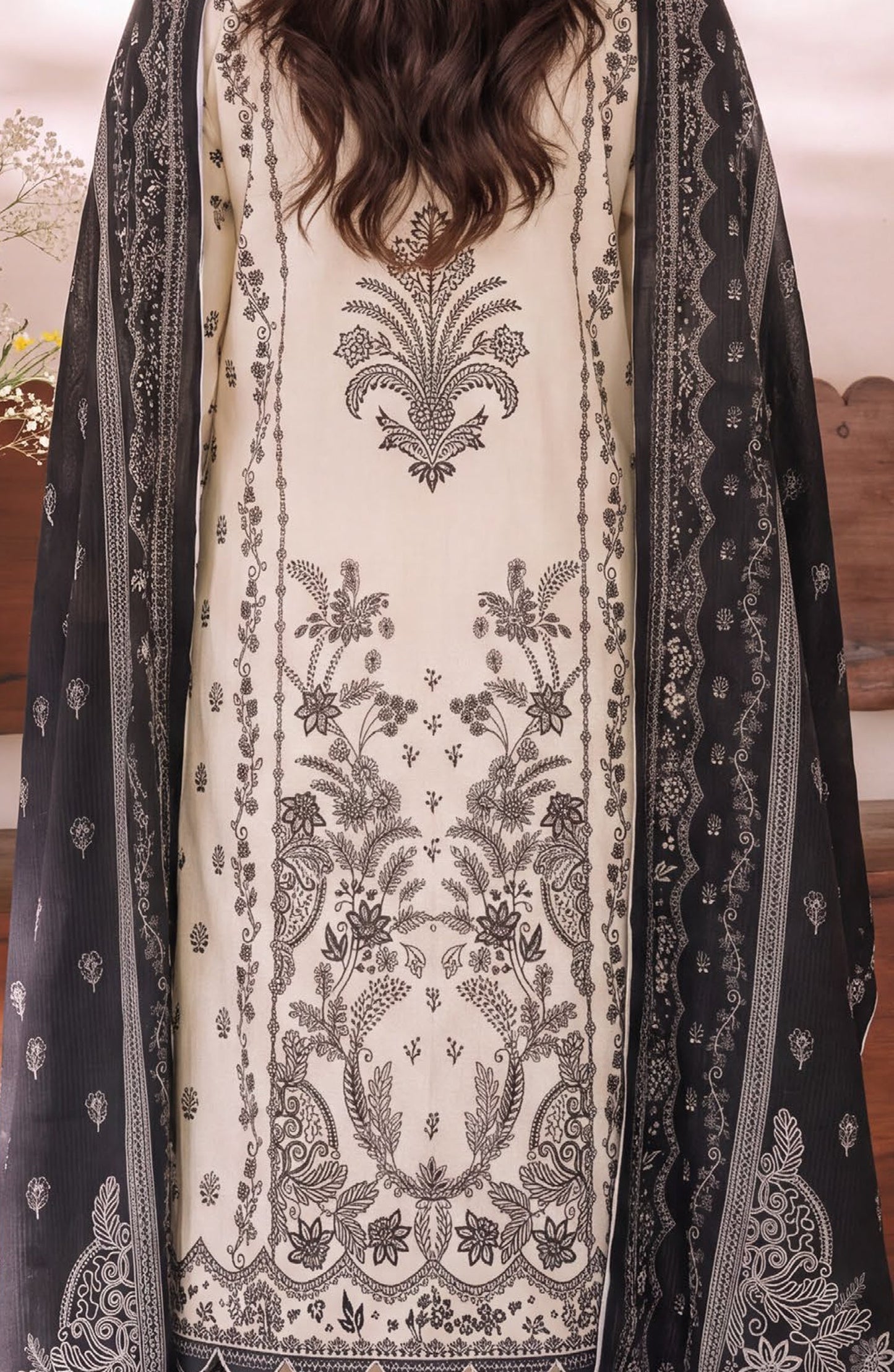 VS Daman Exclusive Printed Cambric Unstitched 3 Piece Suit - D-005 - VS26MB - Fawn - Summer Collection