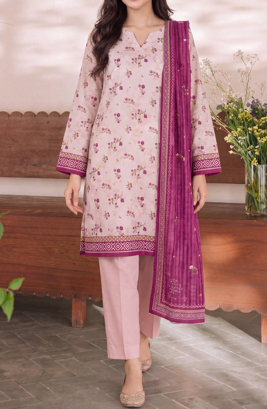 VS Daman Exclusive Printed Cambric Unstitched 3 Piece Suit - D-009 - VS26MB - Pink - Summer Collection