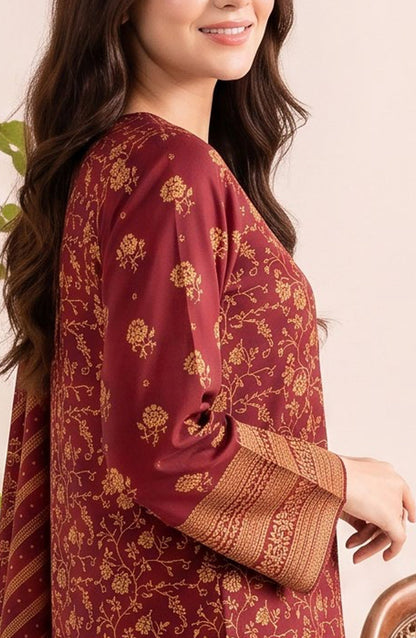 VS Printed Pashmina Unstitched 3 Piece Suit - D-310 A - VS26PM - Maroon - Winter Collection