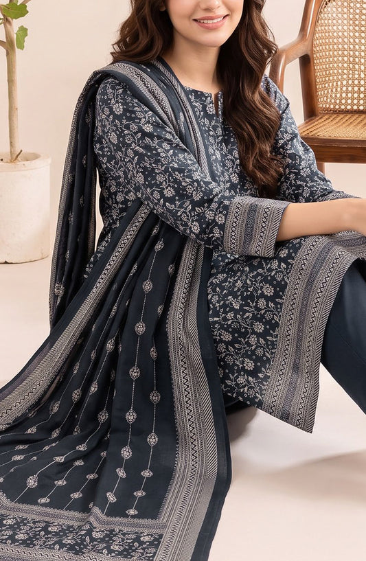VS Printed Pashmina Unstitched 3 Piece Suit - D-309 B - VS26PM - Grey - Winter Collection