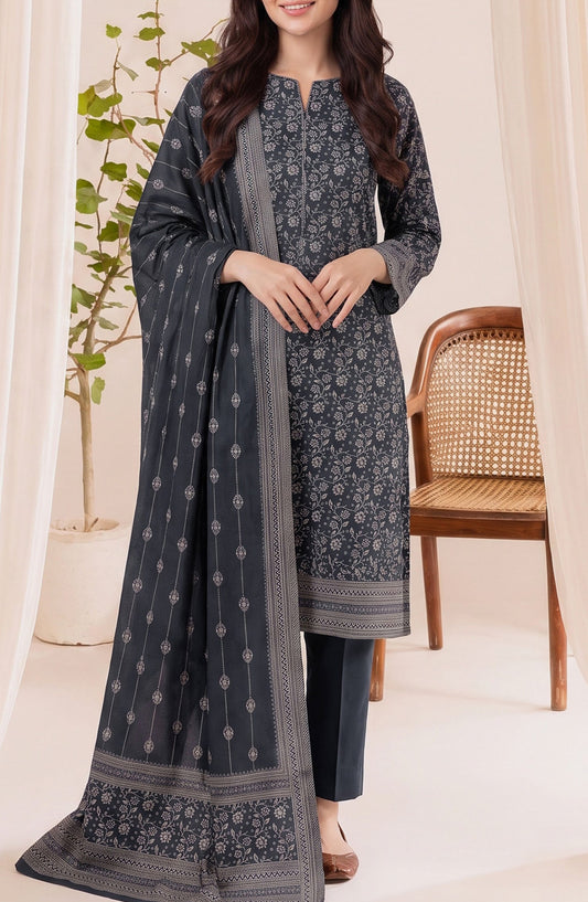 VS Printed Pashmina Unstitched 3 Piece Suit - D-309 B - VS26PM - Grey - Winter Collection